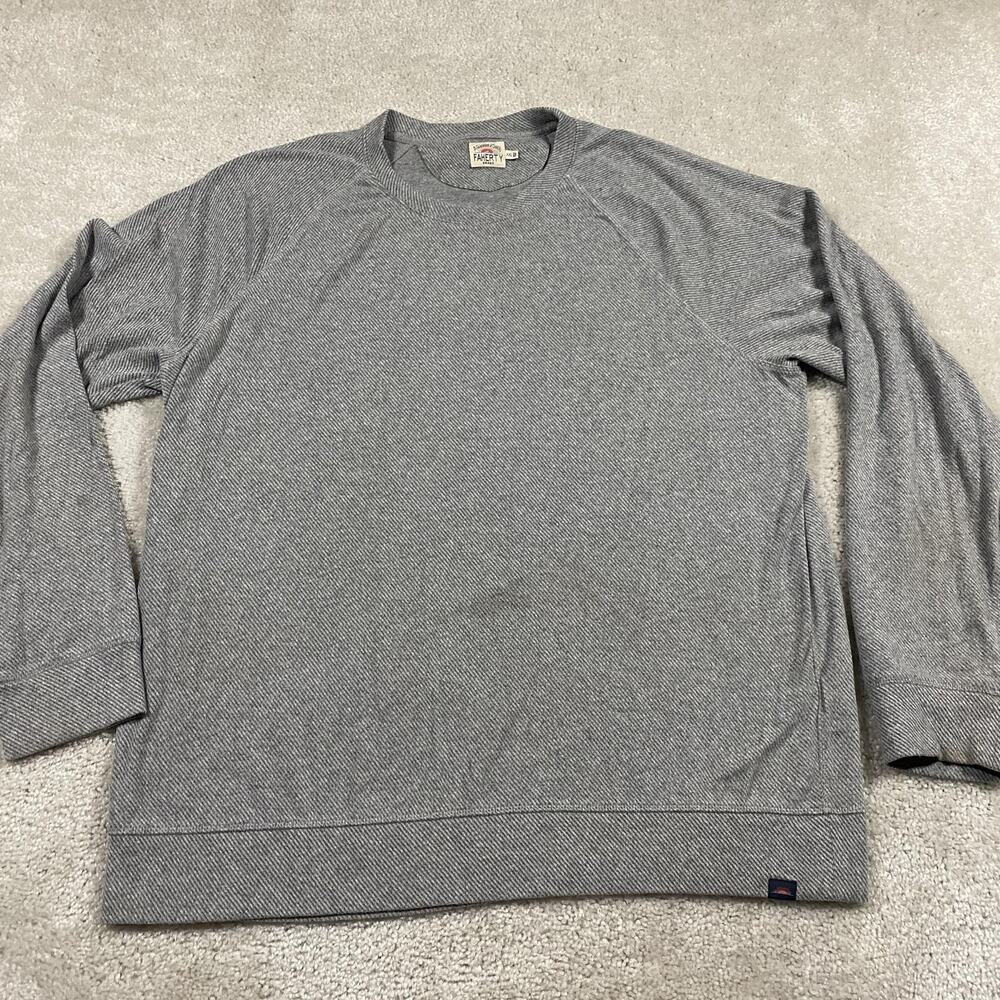 Faherty Sweater Mens 2XL Gray Crewneck Raglan Knit Stretch Herringbone Pullover